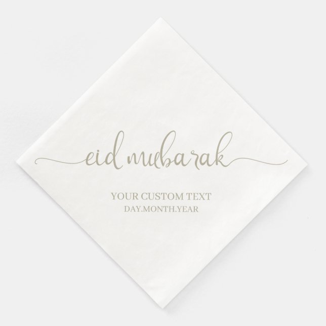 Gray Eid Mubarak Calligrafie Custom Serviette (Ecke)
