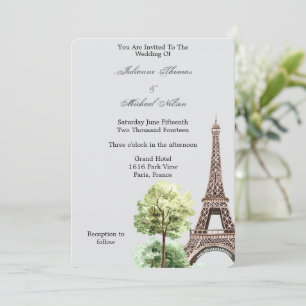 Gray Eiffel Tower Paris Wedding Einladung