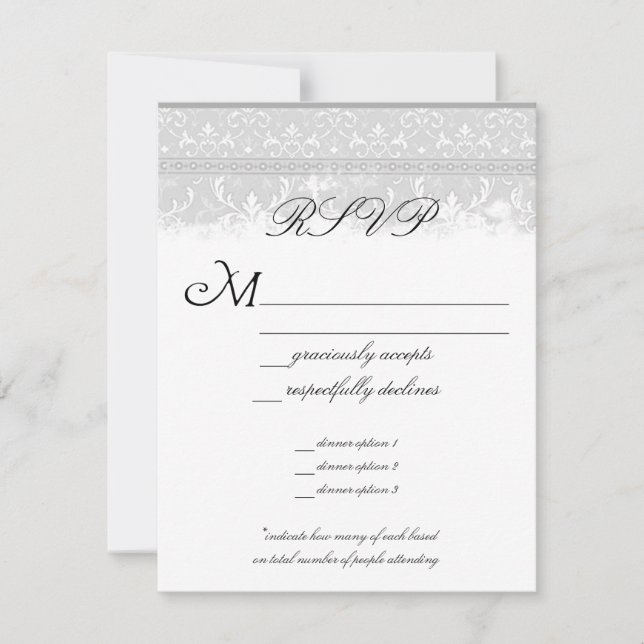 Gray Elegance Wedding RSVP Karte (Vorderseite)