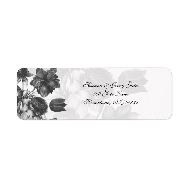 Gray Elegant Blume Address Labels (Vorne)