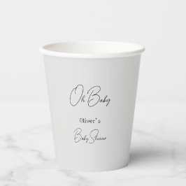 Gray Elegant Calligraphy Welcome Baby Shower Pappbecher