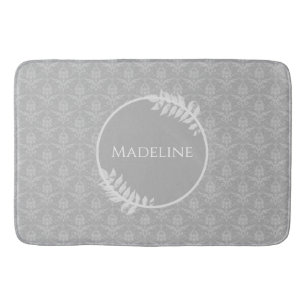 Gray Elegant Damask Personalisiert Bath Mat Badematte
