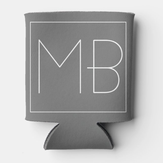 Gray Elegant Einzigartig Mit Monogramm Dosenkühler (Vorderseite)