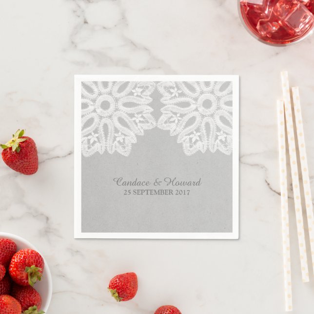 Gray Elegant Lace Paper Napkins Serviette (Beispiel)