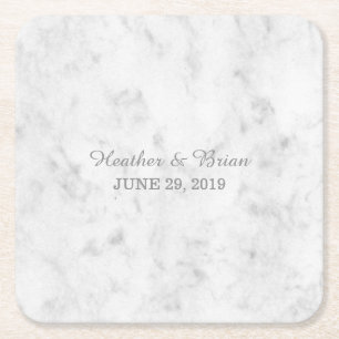 Gray Elegant Marble Wedding Rechteckiger Pappuntersetzer