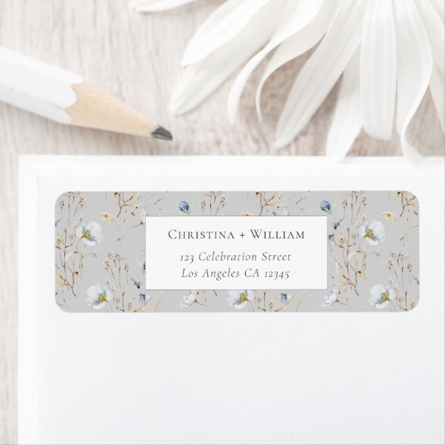 Gray Elegant Winter Wildblume Wedding Addres (Insitu)