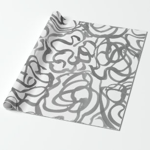 Gray Elegante neutrale Wirbel Abstrakte Wasserfarb Geschenkpapier