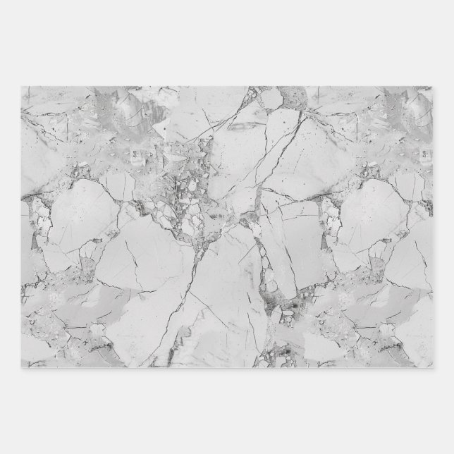 Gray Elegante Wirbel Marmorpapier Texturumrandung  Geschenkpapier Set (Vorderseite)