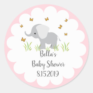 Gray Elephant Baby Shower Sticker