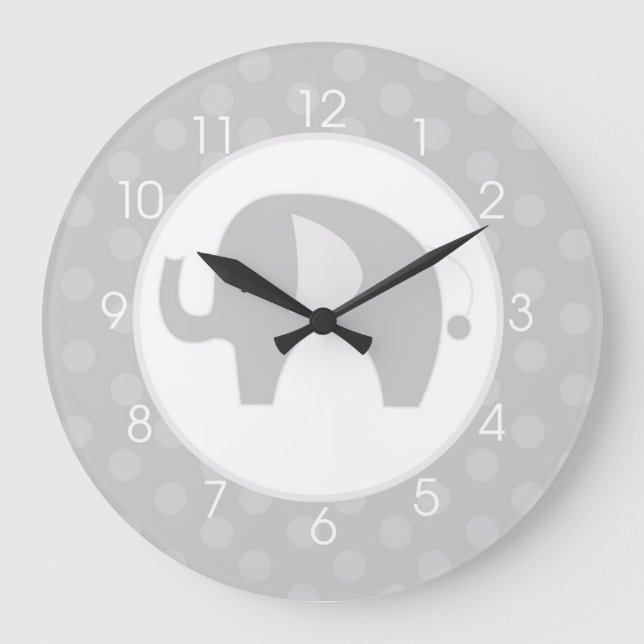 Gray Elephant Clock Große Wanduhr (Vorderseite)
