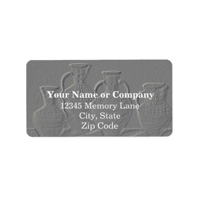 Gray Embossed Pottery Address Labels Adressaufkleber (Vorne)