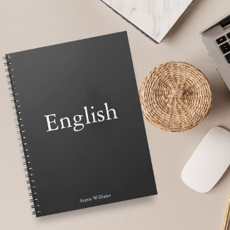 Gray English Personalisiert Educational Notizblock