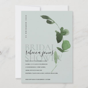 GRAY EUCALYPTUS FOLIAGE WATERCOLOR BRAUTPARTY ANKÜNDIGUNG