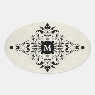 Gray Flannel Monogram Ovaler Aufkleber