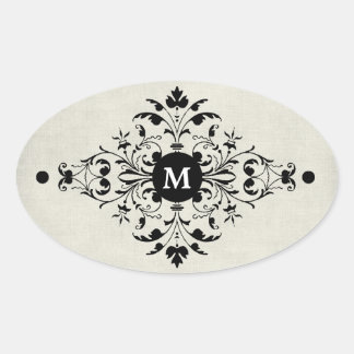 Gray Flannel Monogram Ovaler Aufkleber