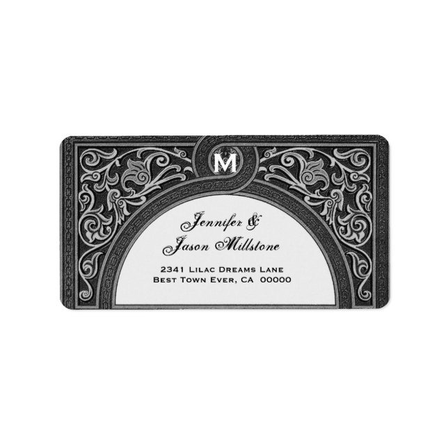 GRAY Floral Arch Wedding Address Label Adressaufkleber (Vorne)