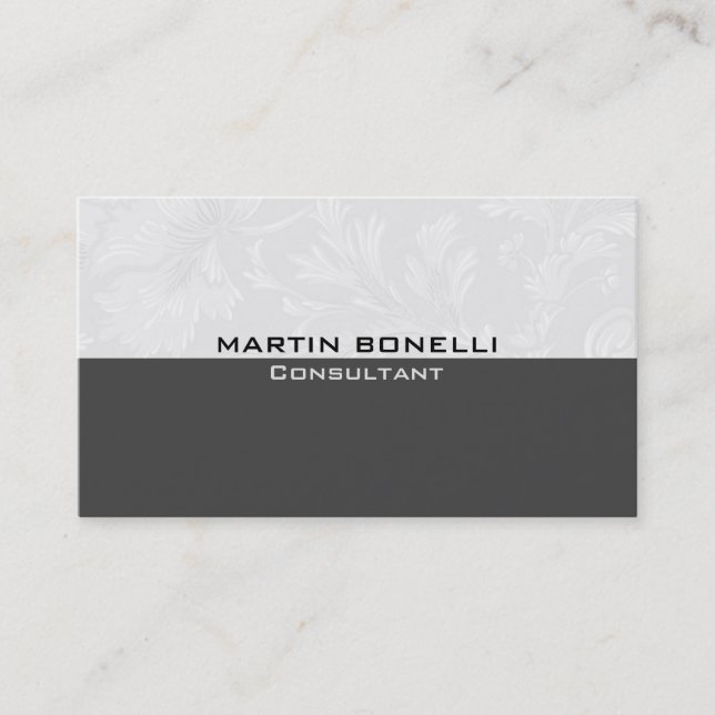 Gray Floral Damask Special einzigartig Visitenkarte (Vorderseite)