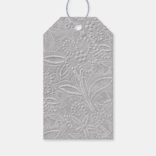 Gray floral Embossed Look Geschenkanhänger