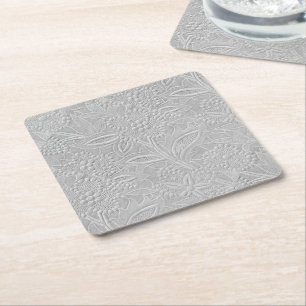 Gray floral Embossed Look Rechteckiger Pappuntersetzer