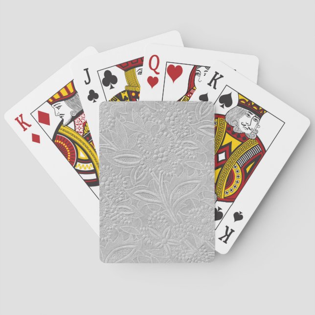 Gray floral Embossed Look Spielkarten (Rückseite)