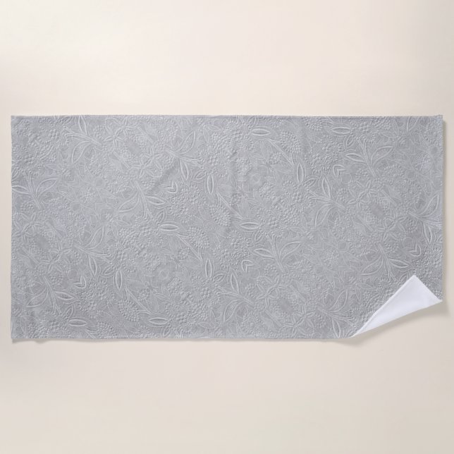 Gray floral Embossed Look Strandtuch (Vorderseite)