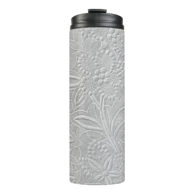 Gray floral Embossed Look Thermosbecher (Vorderseite)