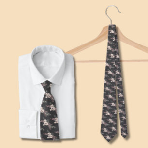 Gray Floral Wedding Neck Tie Krawatte