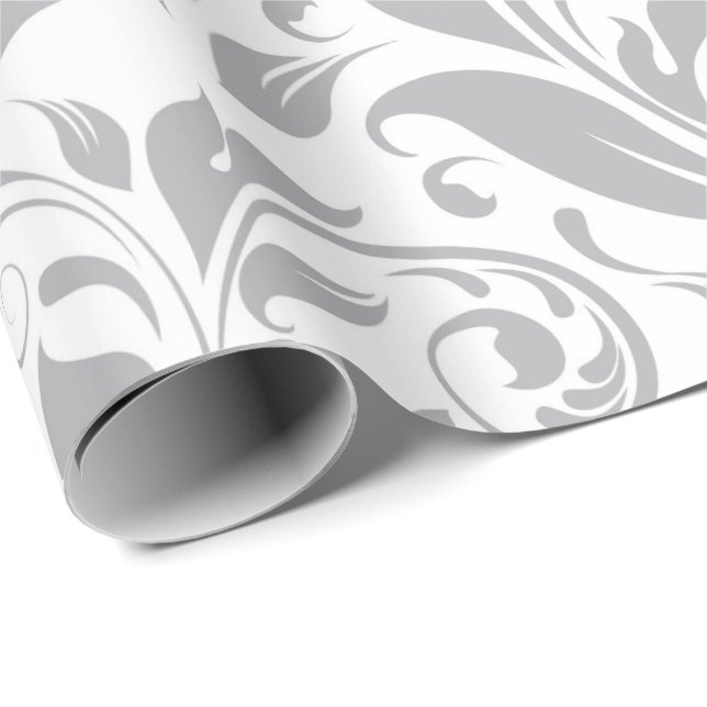 Gray Floral Weiße Blätter Prinzessin Wreath Delica Geschenkpapier (Rolleneckpunkt)