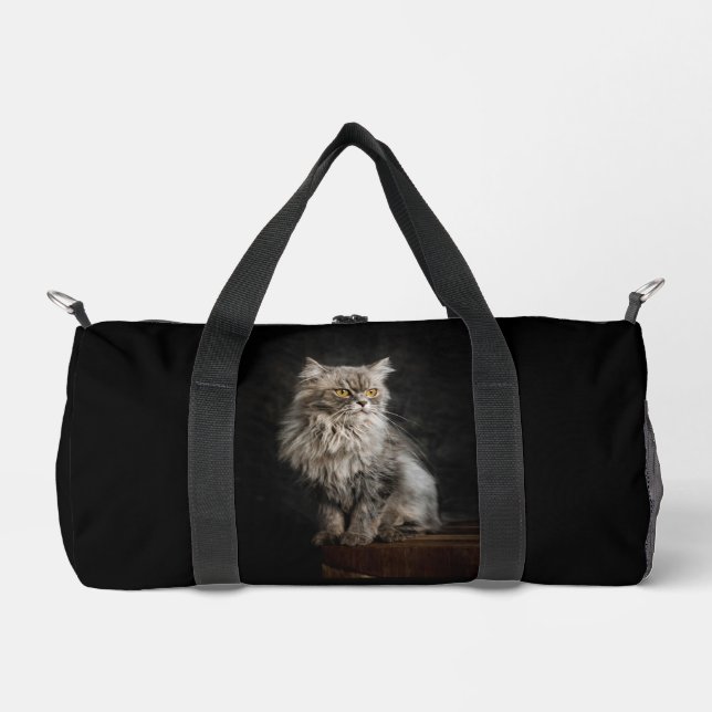 Gray Fluffy Cat Duffle Bag (Vorderseite)