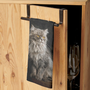 Gray Fluffy Cat Geschirrtuch