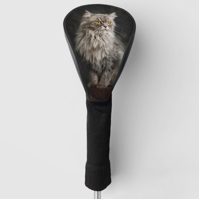 Gray Fluffy Cat Golf Headcover (Vorderseite)