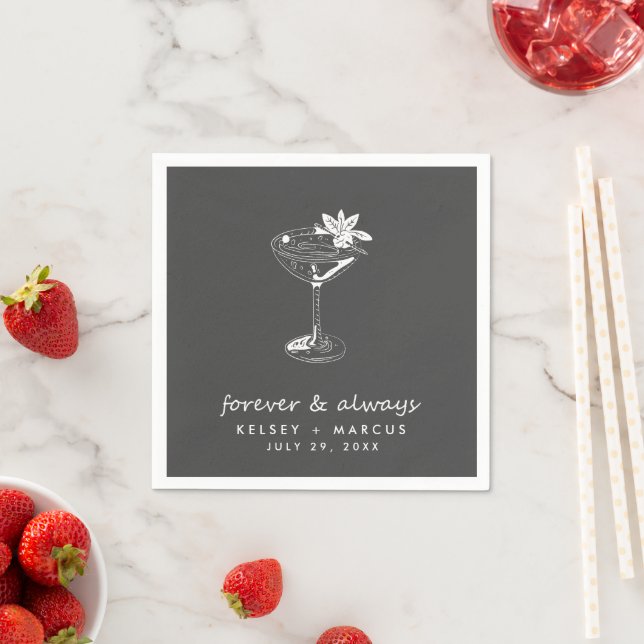 Gray Forever immer Hochzeitcocktail Serviette (Beispiel)