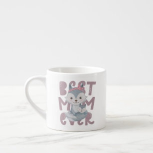 Gray Fox Mama and Cub - Beste Mama je Espressotasse