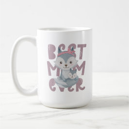Gray Fox Mama and Cub - Beste Mama je Kaffeetasse