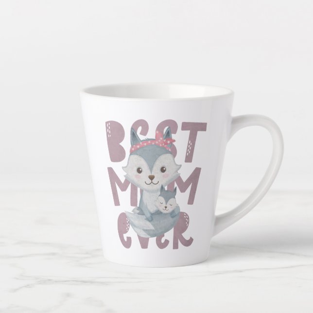 Gray Fox Mama and Cub - Beste Mama je Milchtasse (Rechts)