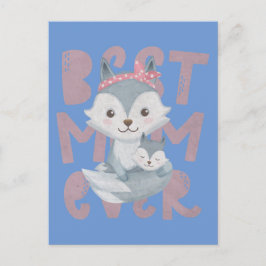 Gray Fox Mama and Cub - Beste Mama je Postkarte