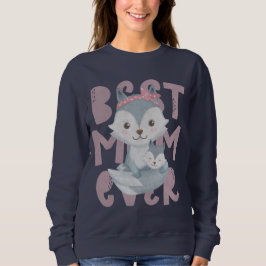 Gray Fox Mama and Cub - Beste Mama je Sweatshirt