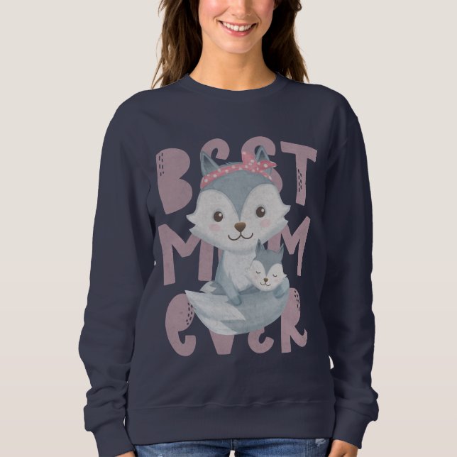 Gray Fox Mama and Cub - Beste Mama je Sweatshirt (Vorderseite)
