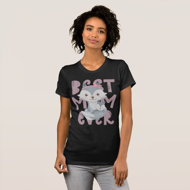 Gray Fox Mama and Cub - Beste Mama je T - Shirt (Vorne ganz)