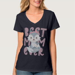 Gray Fox Mama and Cub - Beste Mama je T - Shirt