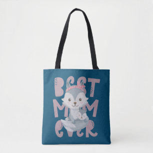 Gray Fox Mama and Cub - Beste Mama je Tasche