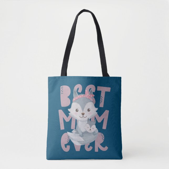 Gray Fox Mama and Cub - Beste Mama je Tasche (Vorderseite)