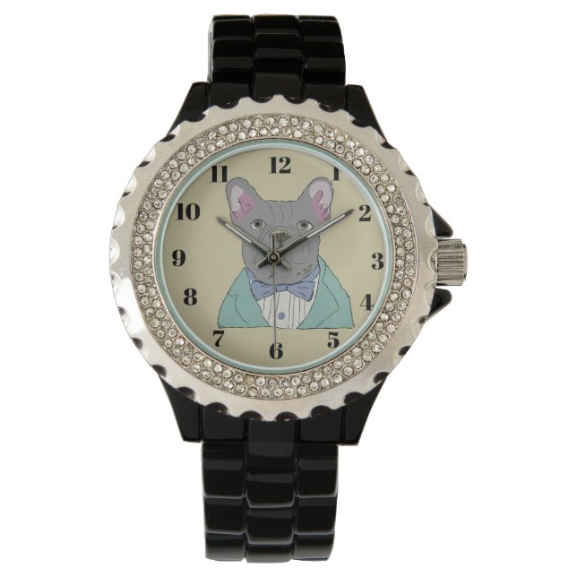 Gray French Bulldog Armbanduhr (Vorderseite)