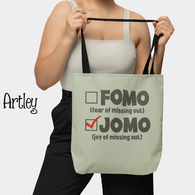 Gray Funny FOMO JOMO Karo the box Introvertieren Tasche (Von Creator hochgeladen)