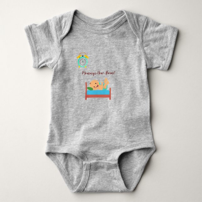 Gray - Funny Gift Ideas 'Mommy's New Alarm' Baby Strampler (Vorderseite)