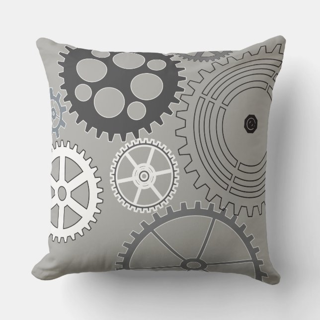 GRAY GEARS DESIGN Retro Throw Kissen (Vorderseite)