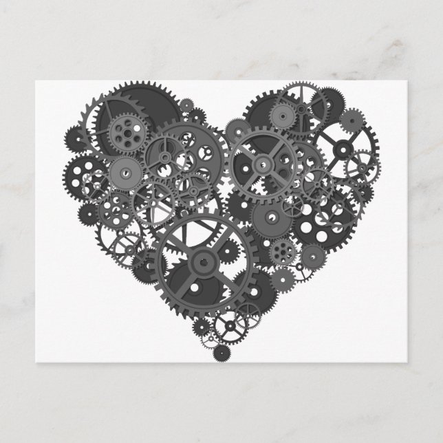 Gray Gears Heart Postkarte (Vorderseite)
