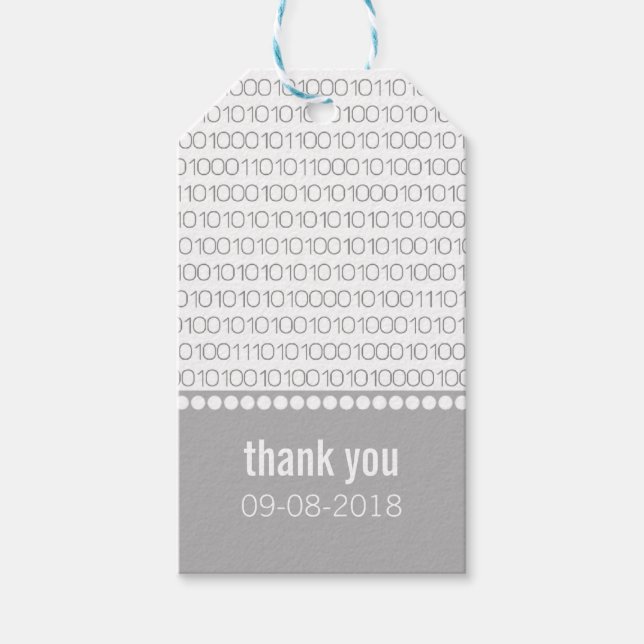 Gray Geek Chic Binary Code Geschenktasten Geschenkanhänger (Vorderseite)