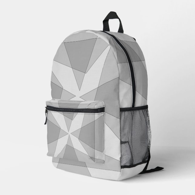 Gray Geometric Bedruckter Rucksack (Rückseitige Ecke Rechts)