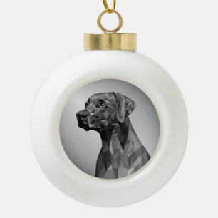 Gray Geometric Dog Keramik Kugel-Ornament
